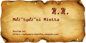 Mátyási Mietta névjegykártya